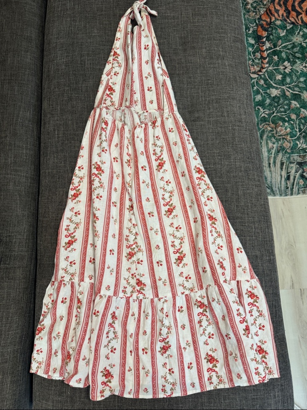 Reformation Enna Linen Halter Maxi Dress Floral Cottagecore Size 6 - Picture 6 of 8